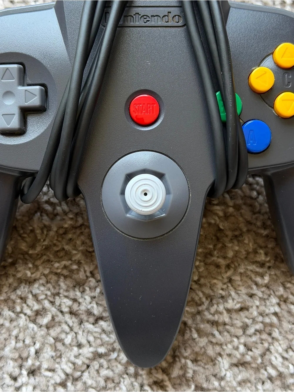 NINTENDO 64 N64 GRAY AND BLACK CONTROLLER USED